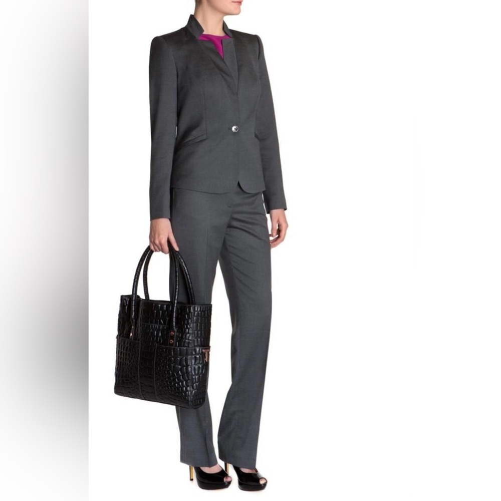 TED BAKER Grey Wool w/ Pink Lining Tonic Suit Blazer Pants Size 1 & 2 = US 2/4/6